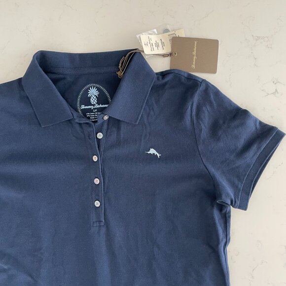 Tommy Bahama New Paradise SS 5 Button Cotton Polo Shirt Ocean Deep Blue S NWT - Picture 3 of 12